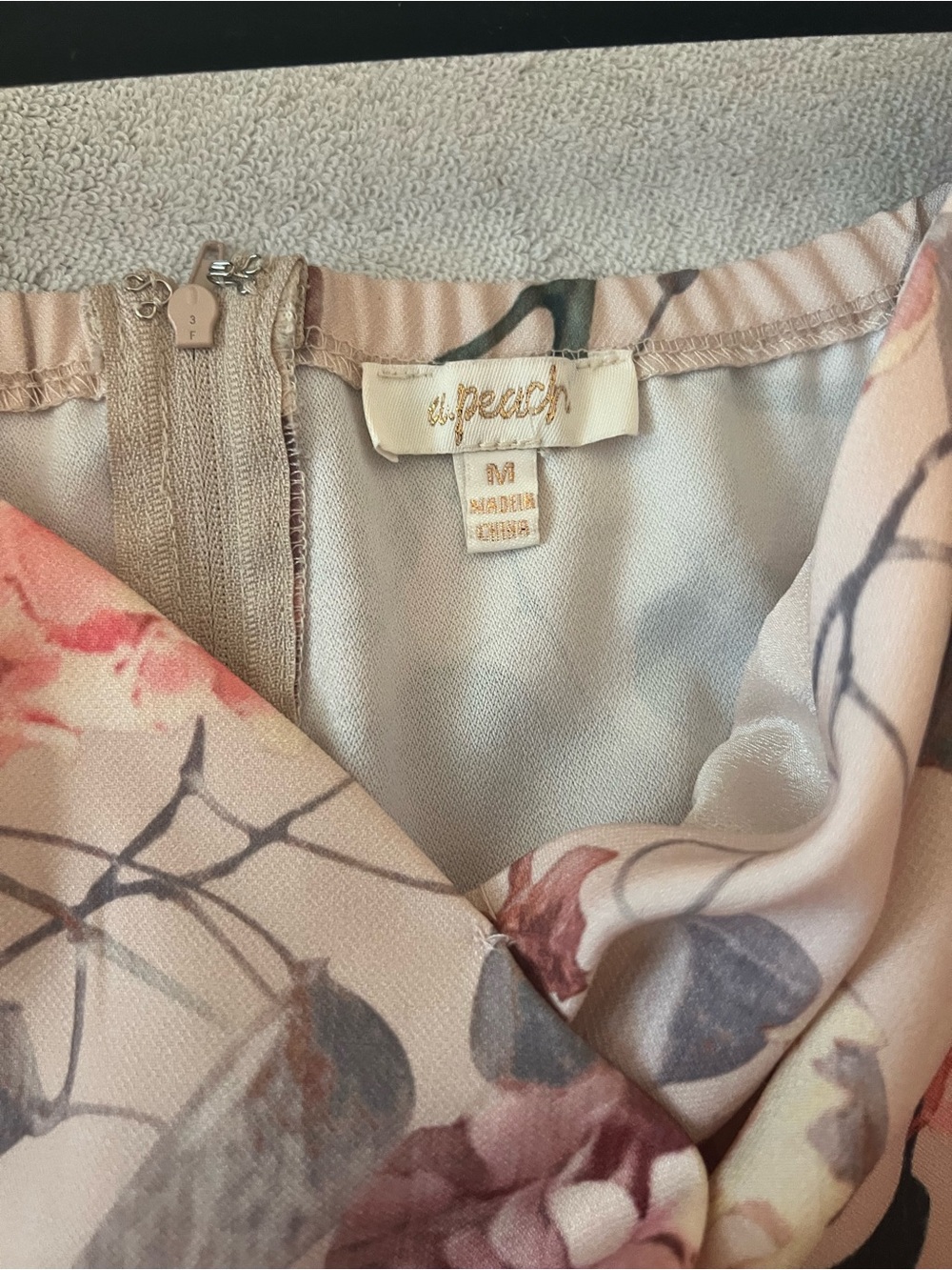 a. peach Floral Puff Sleeve Crop Top Cottagecore Romantic Blush Pink Medium - Picture 7 of 7